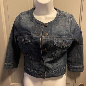 Cropped Sleeve Blue Jean Jacket